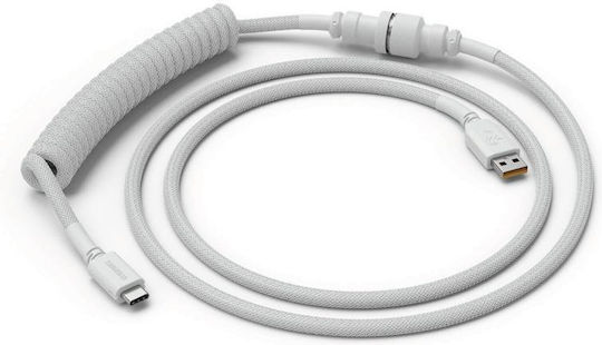 Glorious PC Gaming Race Coiled Braided / Spiral USB 2.0 Cablu USB-C bărbătesc - USB-A Alb 1.37m (GLO-CBL-COIL-WHITE)
