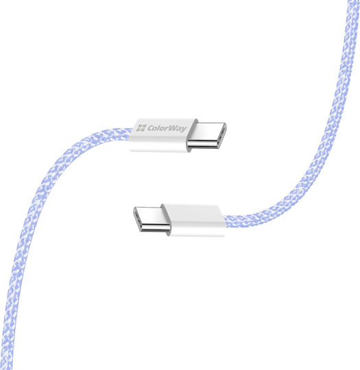ColorWay Braided USB 2.0 Cable USB-C Male - USB-C 60W PD Purple 1m