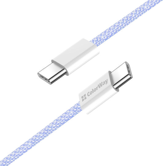 ColorWay Braided USB 2.0 Cable USB-C Male - USB-C 60W PD Purple 1m