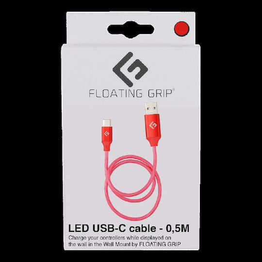 Floating Grip Cablu LED USB 2.0 USB-C Masculin - USB-A Roșu 0.5m 239JD6