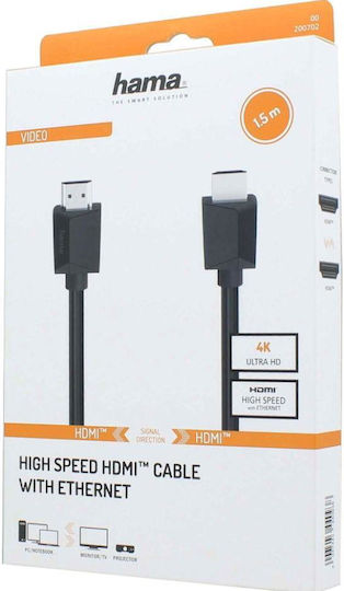 HAMA Cabluri HDMI 2.0 Premium High Speed 4K 60Hz HDR HDMI De Sex Masculin - HDMI De Sex Masculin 1.5m Negru