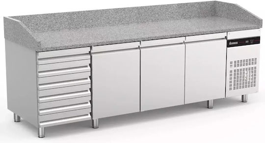 Inomak Frigider Inoxidabil de Banc cu 3 Uși și Unitate de Răcire L254xl80xH87.3cm
