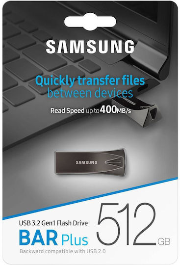 Samsung Bar Plus 512GB USB 3.1 Stick Γκρι