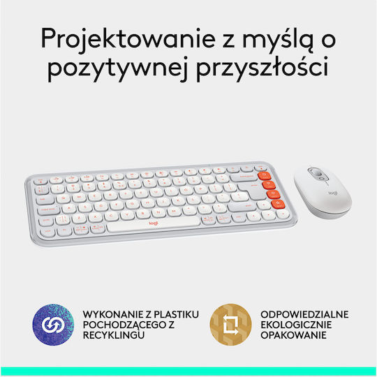 Logitech Pop Icon Combo Wireless Bluetooth Keyboard & Mouse Set English US White