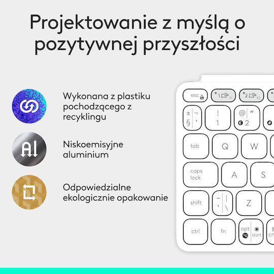 Logitech Keys To Go 2 Ασύρματο Bluetooth Πληκτρολόγιο για Tablet Αγγλικό US LightGray