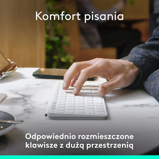 Logitech Keys To Go 2 Ασύρματο Πληκτρολόγιο Αγγλικό US Λευκό