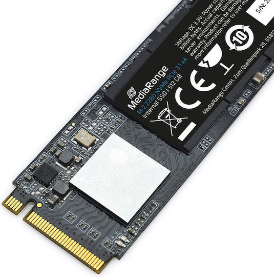 MediaRange MR1032 SSD 512GB M.2 Type with PCI Express 3.0 Connection MR1032