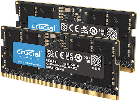 crucial DDR5-5600 64GB(32GB×2) Crucial 128GB DDR5 RAM cu 2 module (2x64GB) și Viteză 5600 pentru