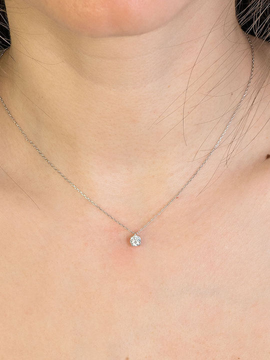 Diamond Group Κολιέ από Λευκόχρυσο 18Κ
