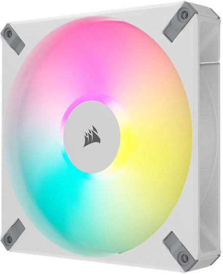 Corsair iCUE AF140 Elite Case Fan 1700rpm 89cfm with RGB Lighting and 4-Pin PWM Connection 2pcs White