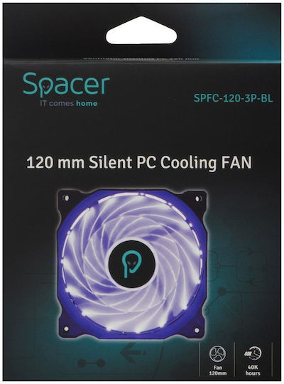 Spacer Gehäuselüfter 120mm (1400rpm / 33,34cfm) mit blauer Beleuchtung und 3-poliger Verbindung