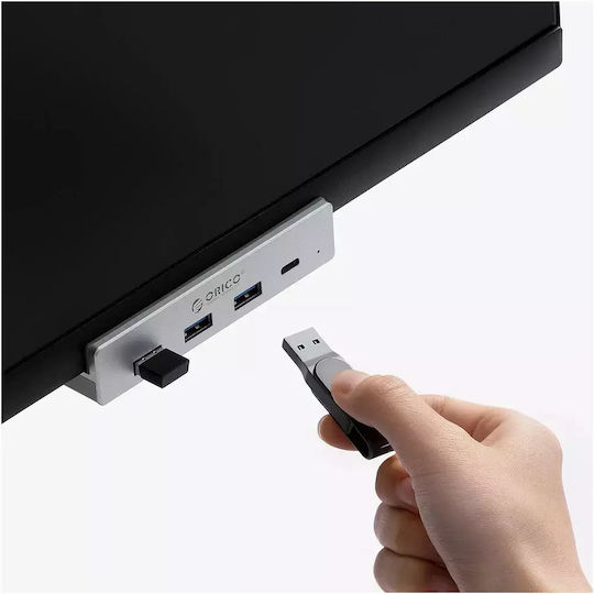 Orico Hub 4 Ports USB 3.0 with USB-A / USB-C Connection Silver