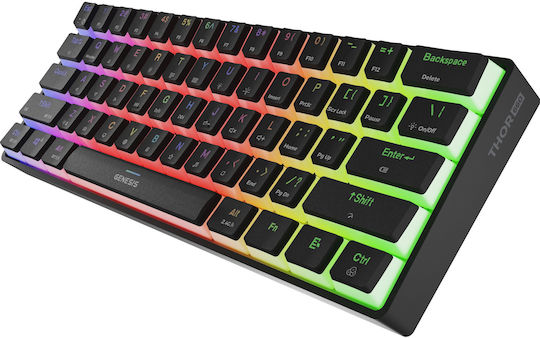 Genesis Thor 660 G2 Гейминг Механична Клавиатура 60% с Гатерон Браун суичове и RGB подсветка (Английски US) Черен
