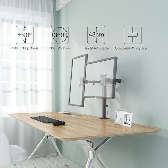 Techly Βάση Γραφείου για 2 Οθόνες έως 32" με Βραχίονα (ICA-LCD 582-D)