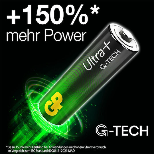 GP Batteries Ultra Plus Αλκαλικές Μπαταρίες AAA 1.5V 4τμχ