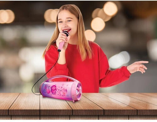 Lexibook Ηχείο Karaoke με Ενσύρματo Μικρόφωνο και Εφέ Φωτισμού Bluetooth Light BTP585GDHZ Ροζ