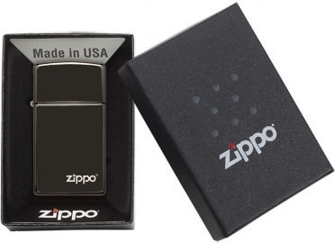 Zippo Тънка Запалка с Пламък в Черен Цвят