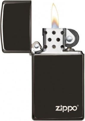 Zippo Тънка Запалка с Пламък в Черен Цвят