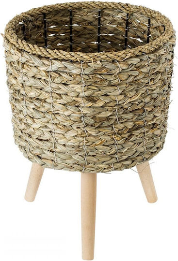 GloboStar Skopelos Κασπώ Ψάθινο Μπεζ με Βάση 26x26x36εκ.