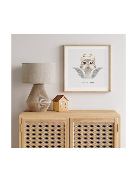 Walls Kids Wall Art Angelic Kitten with Black Frame 30x30cm Walls-103540-02-10-030-030