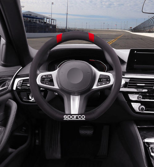 Sparco Car Steering Wheel Cover with Diameter 36-37cm made of Leatherette Red