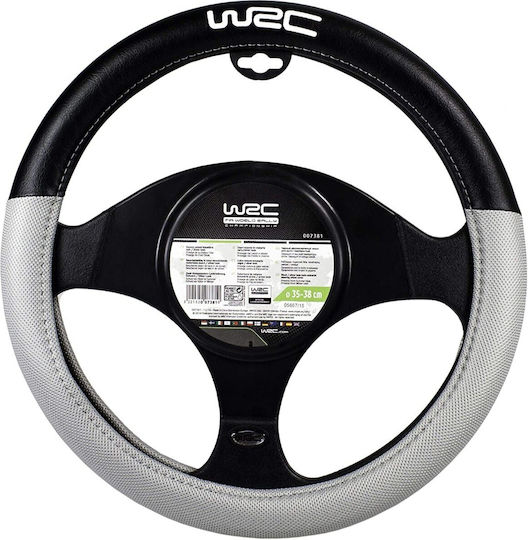 WRC Car Steering Wheel Cover Bimaterial with Diameter 35-38cm Synthetic Silver