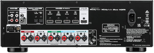 Denon AVR-X580BT Home Cinema Amplifier 4K/8K 5.2 Channels 70W/8Ω 90W/6Ω with HDR and Dolby Atmos Black