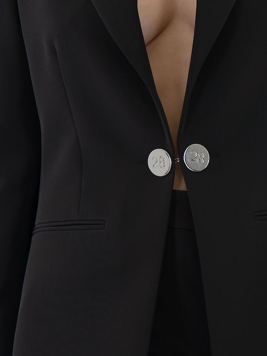 Moschino Μακρύ Γυναικείο Σακάκι Μαύρο