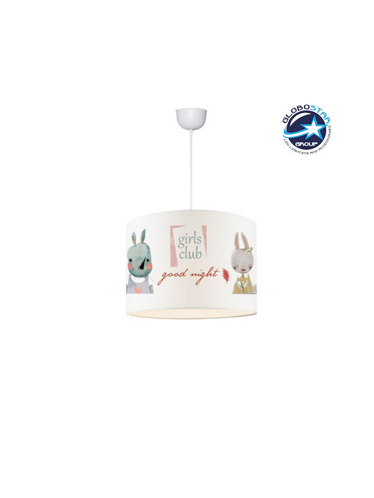 GloboStar Kids Fabric Single Ceiling Light E27 Girlsclub White 28x70cm