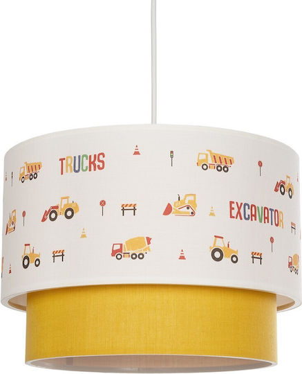 GloboStar Kids Fabric Single Ceiling Light E27 Excavator White 8W 30x70cm