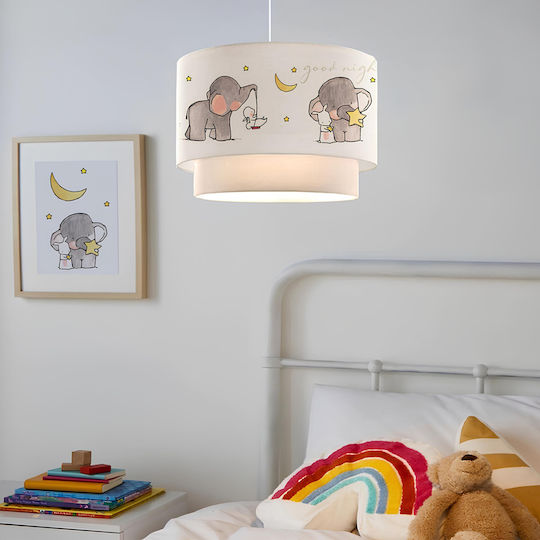 GloboStar Kids Fabric Single Ceiling Light E27 Elephant Gray 30x70cm