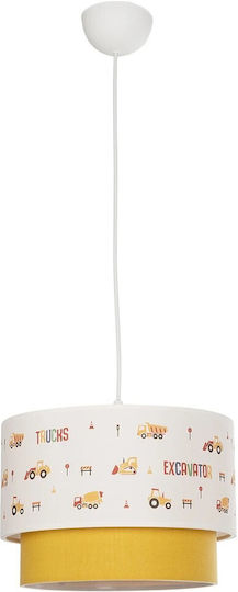 GloboStar Kids Fabric Single Ceiling Light E27 Excavator White 8W 30x70cm