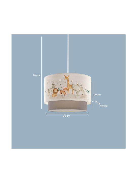 GloboStar Kids Fabric Single Ceiling Light E27 Giraffe White 8W 30x70cm