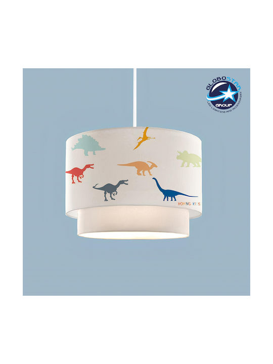 GloboStar Kids Fabric Single Ceiling Light E27 Dino White 30x70cm