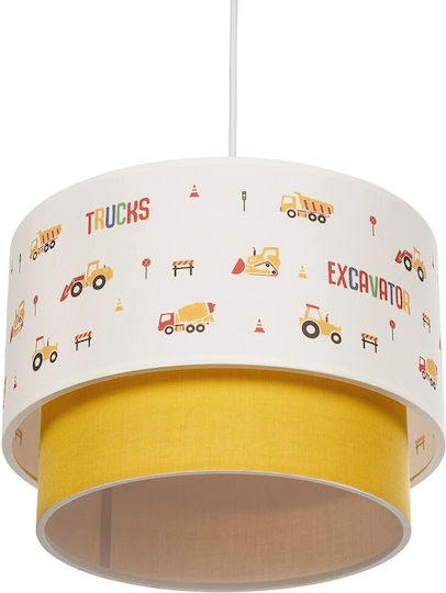 GloboStar Kids Fabric Single Ceiling Light E27 Excavator White 8W 30x70cm