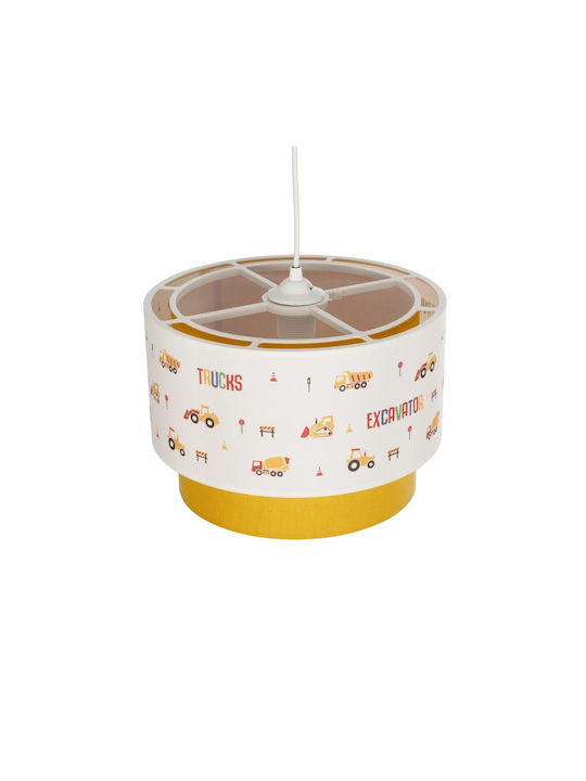 GloboStar Kids Fabric Single Ceiling Light E27 Excavator White 8W 30x70cm