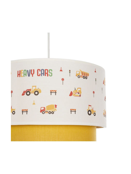 GloboStar Kids Fabric Single Ceiling Light E27 Excavator White 8W 30x70cm