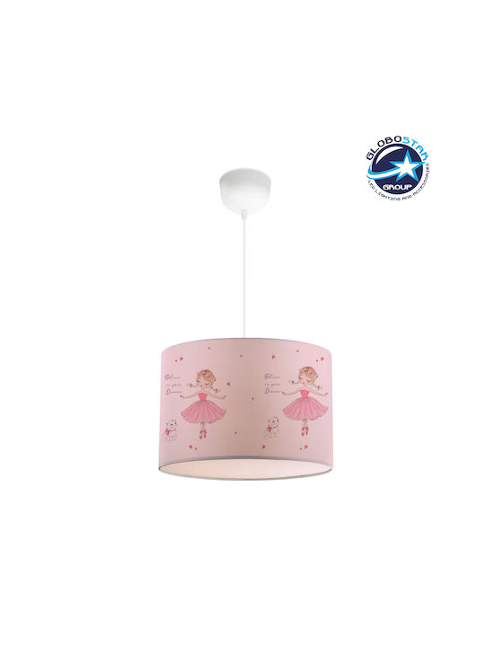 GloboStar Kids Fabric Single Ceiling Light E27 Ballerina Pink 8W 28x70cm