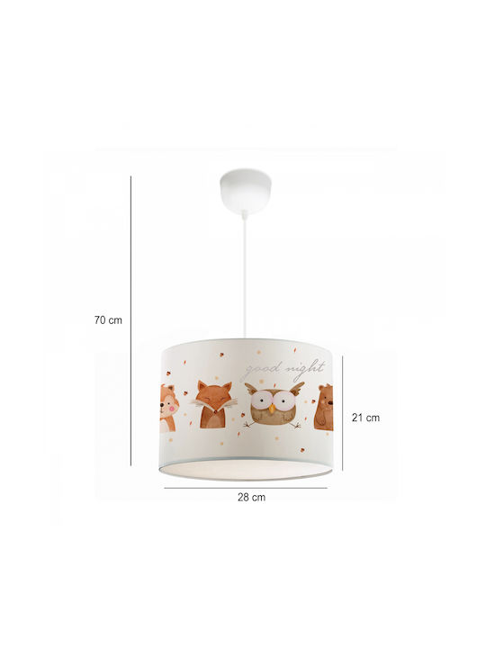 GloboStar Owl Einfaches Licht Kinderdeckenleuchte Deckenleuchte mit Fassung E27 Weiß 28x70cm
