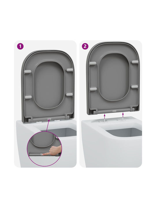 vidaXL Καπάκι Λεκάνης Soft Close Πλαστικό Γκρι