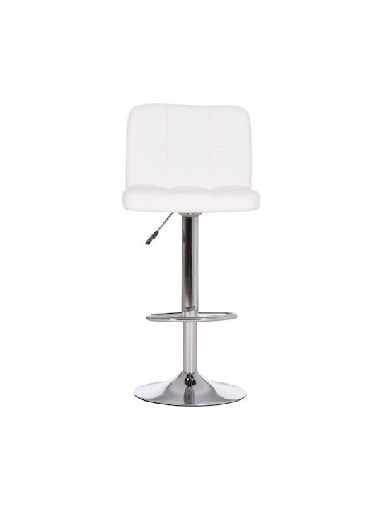 Stool Bar Diana with Back & Adjustable Height White 2pcs 44x52x109cm