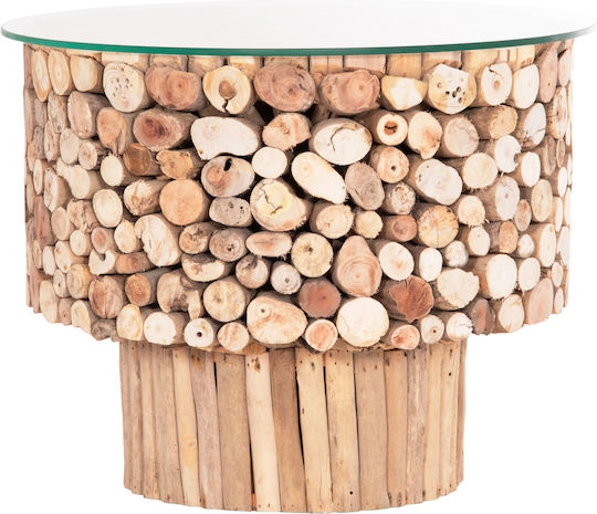 Round Side Table Sparrow Made of Solid Wood Driftwood 65x65x51 cm