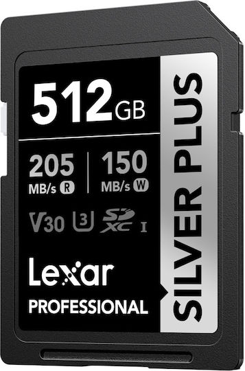 Lexar Professional Silver Plus 1066x Memory Card LSDSIPL512G-BNNNG 512GB SDXC UHS-I U3 A2 V30