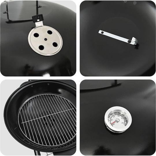 vidaXL Portable Charcoal Grill with Lid 113cmx96cm