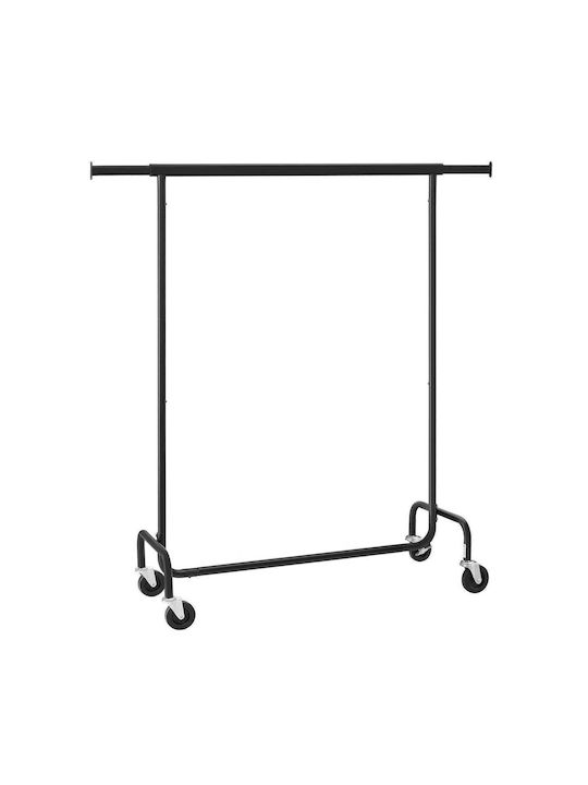 Songmics Wheeled Floor Garment Rack made of Metal Black 160x45x150cm