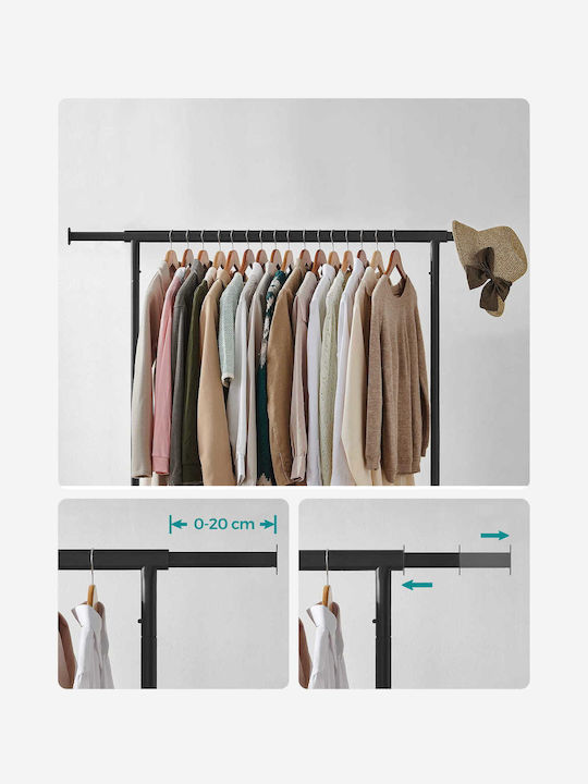Songmics Wheeled Floor Garment Rack made of Metal Black 160x45x150cm