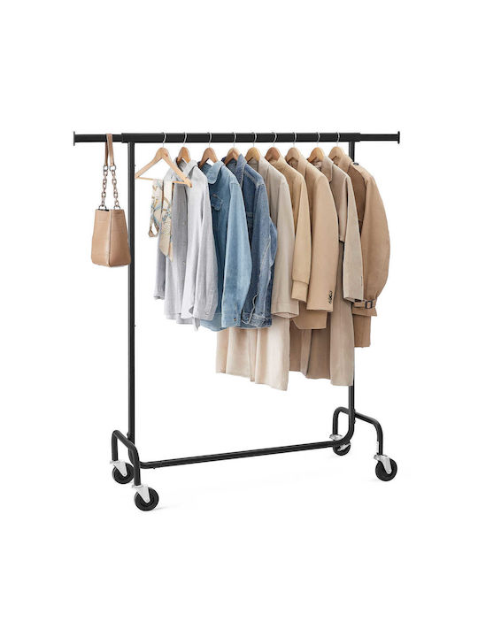Songmics Wheeled Floor Garment Rack made of Metal Black 160x45x150cm