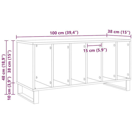 vidaXL Wood Hi-Fi Furniture Brown 38x100x48cm
