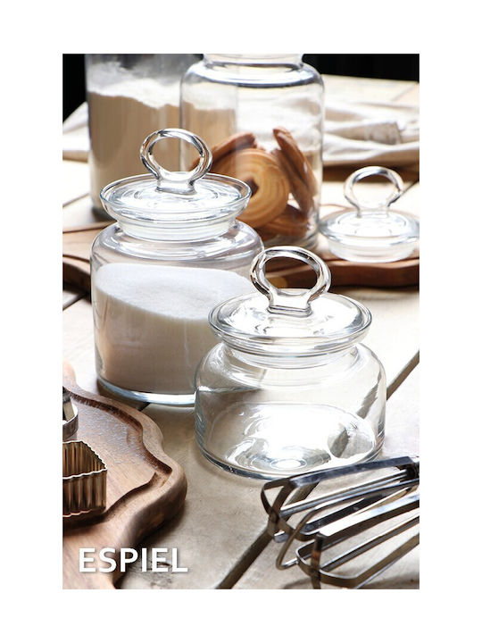 Espiel Kitchen Σετ 3τμχ Βάζα Γενικής Χρήσης με Καπάκι Γυάλινο Διάφανο 11.8x11.8x18.1cm 3τμχ