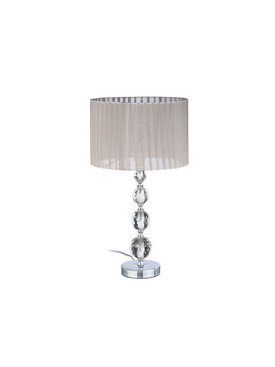 Relaxdays Cristal Lampă de masă pentru Soclu E27 cu Abajur Argintiu și Bază